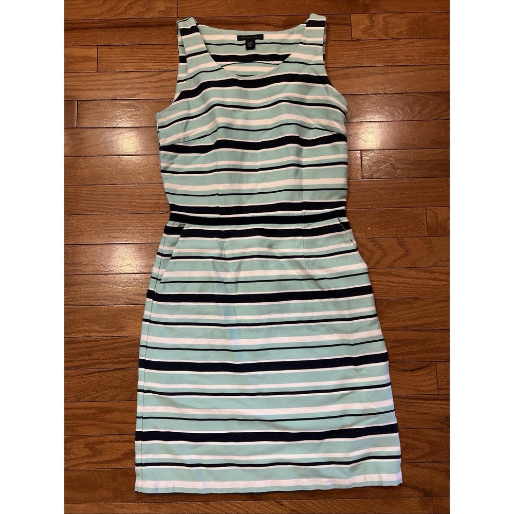 Tommy Hilfiger Mint Green Striped Sleeveless Dress Women XS Sheath Pockets
